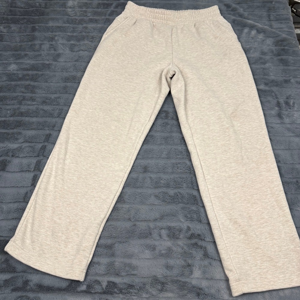 Mondetta Womens Oatmeal Heather Fleece Wide Leg Sweatpants Size M 1906570
